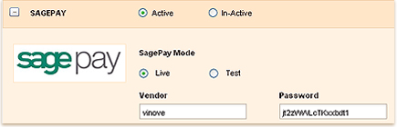 Payment for invoices through SAGEPAY
