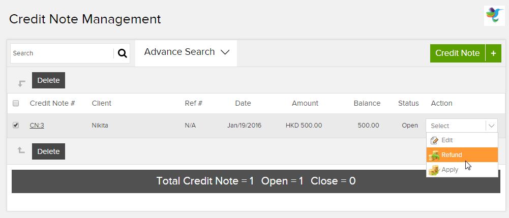 Refund Credit From Credit Notes Refunds On Invoicera Refund Credit From Credit Notes Refunds On Invoicera