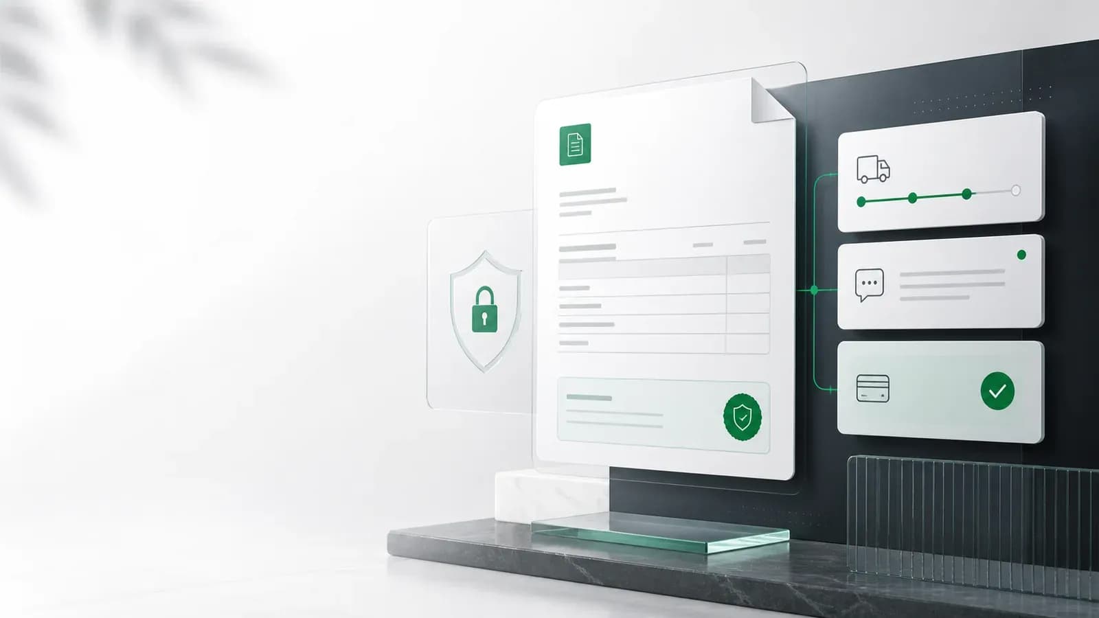 A shared client portal connecting an invoice with delivery, question and payment states