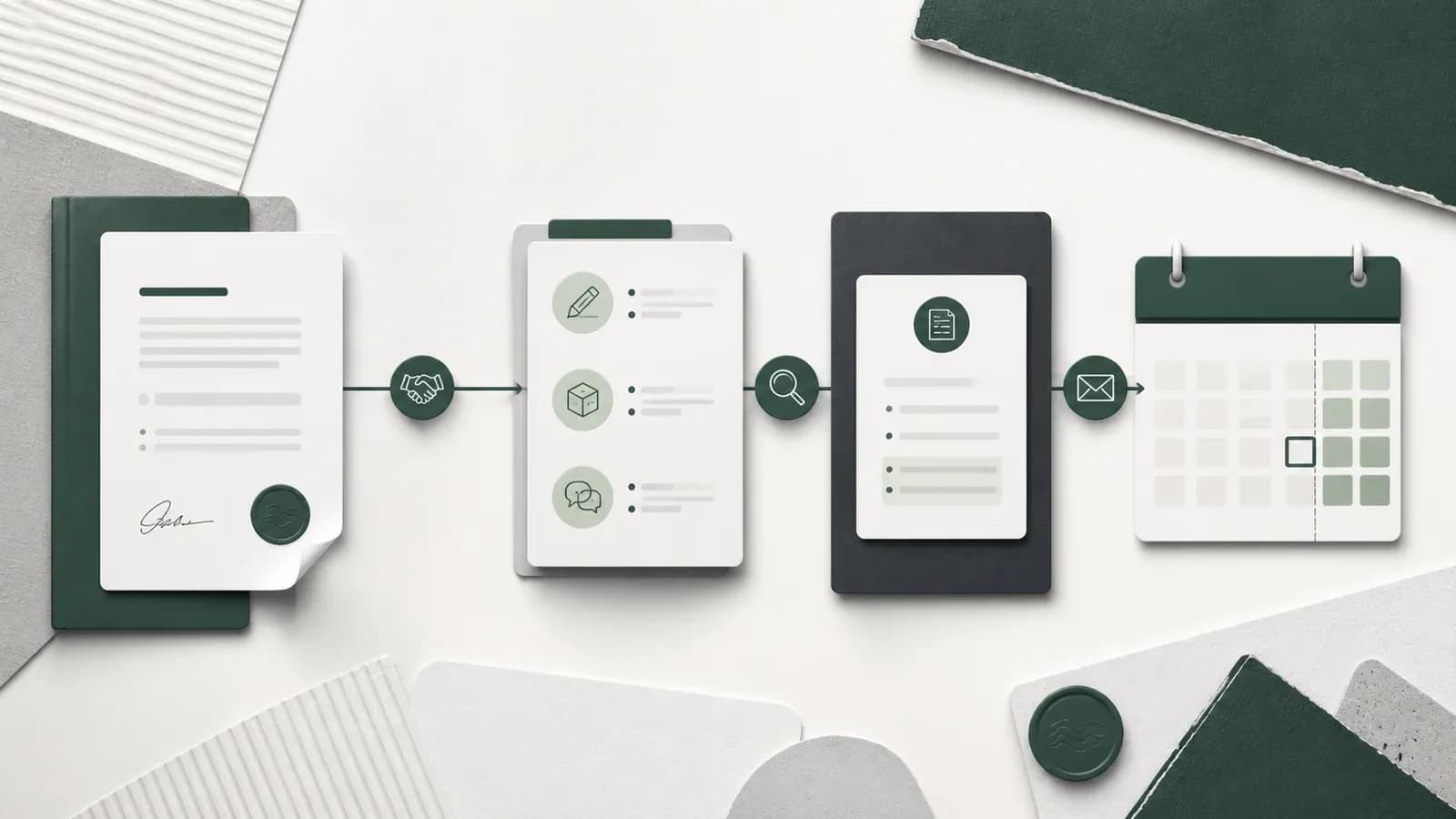 An invoice moving through sent, delivered, viewed, questioned and paid states