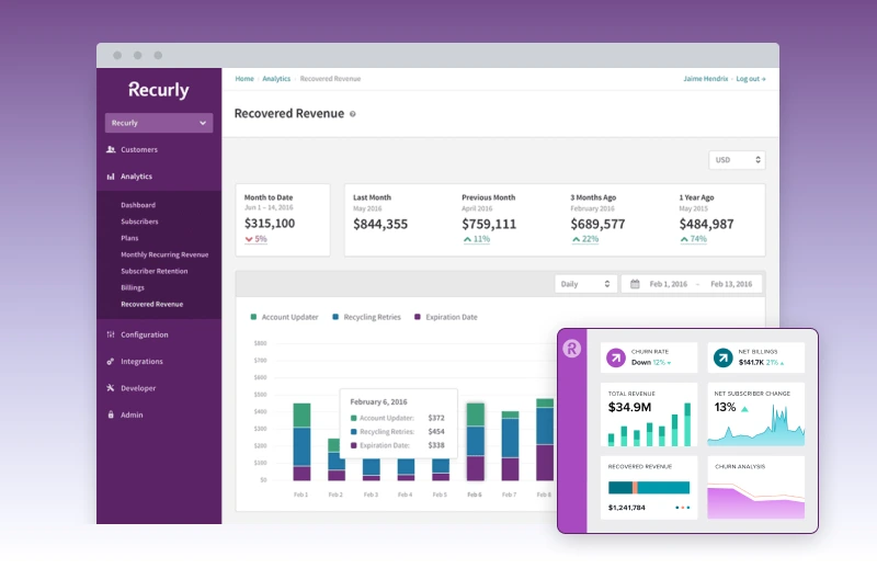 Recurly dashboard
