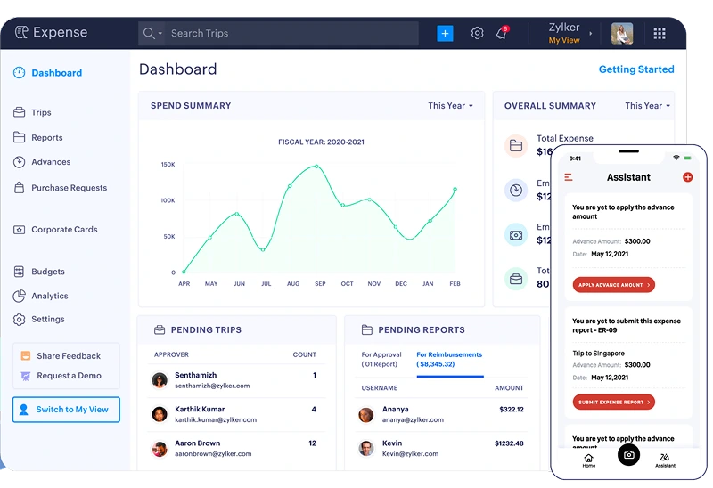 zoho expense dashboard