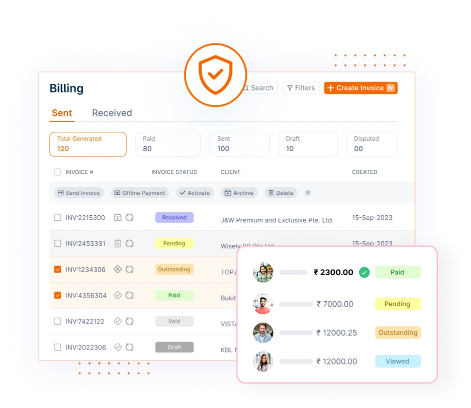 Retainer dashboard - invoicera