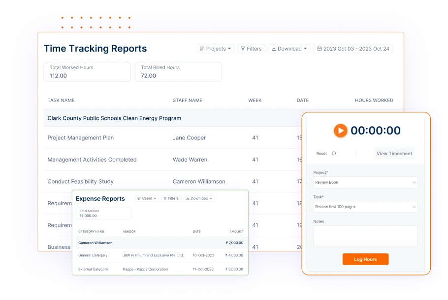 Time tracking dashboard-invoicera