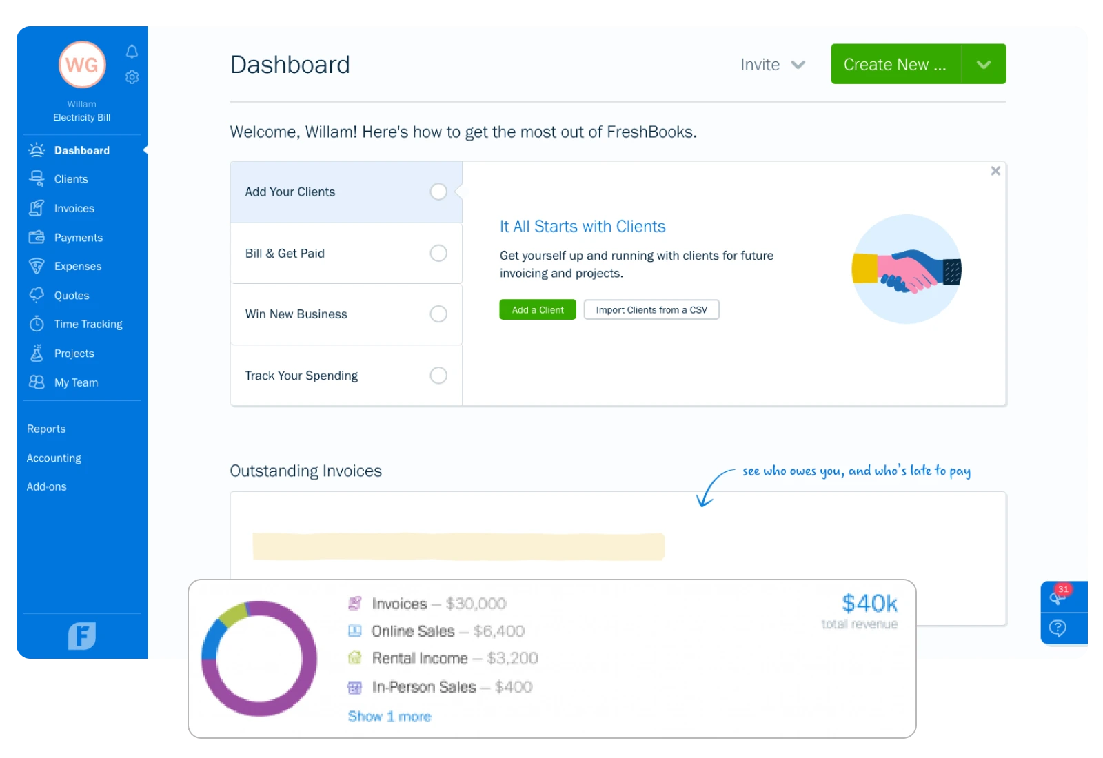 Freshbook Dashboard