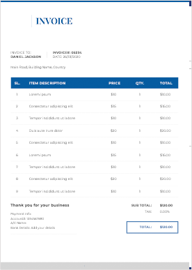 Customizable Invoice Templates